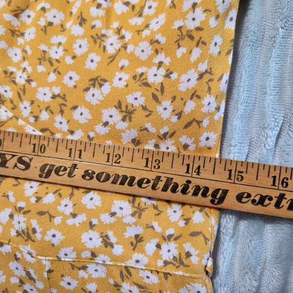 EUC ABERCROMBIE & FITCH YELLOW DITSY FLORAL V NECK BUTTON DOWN SHORT DRESS SZ SM - Picture 14 of 15